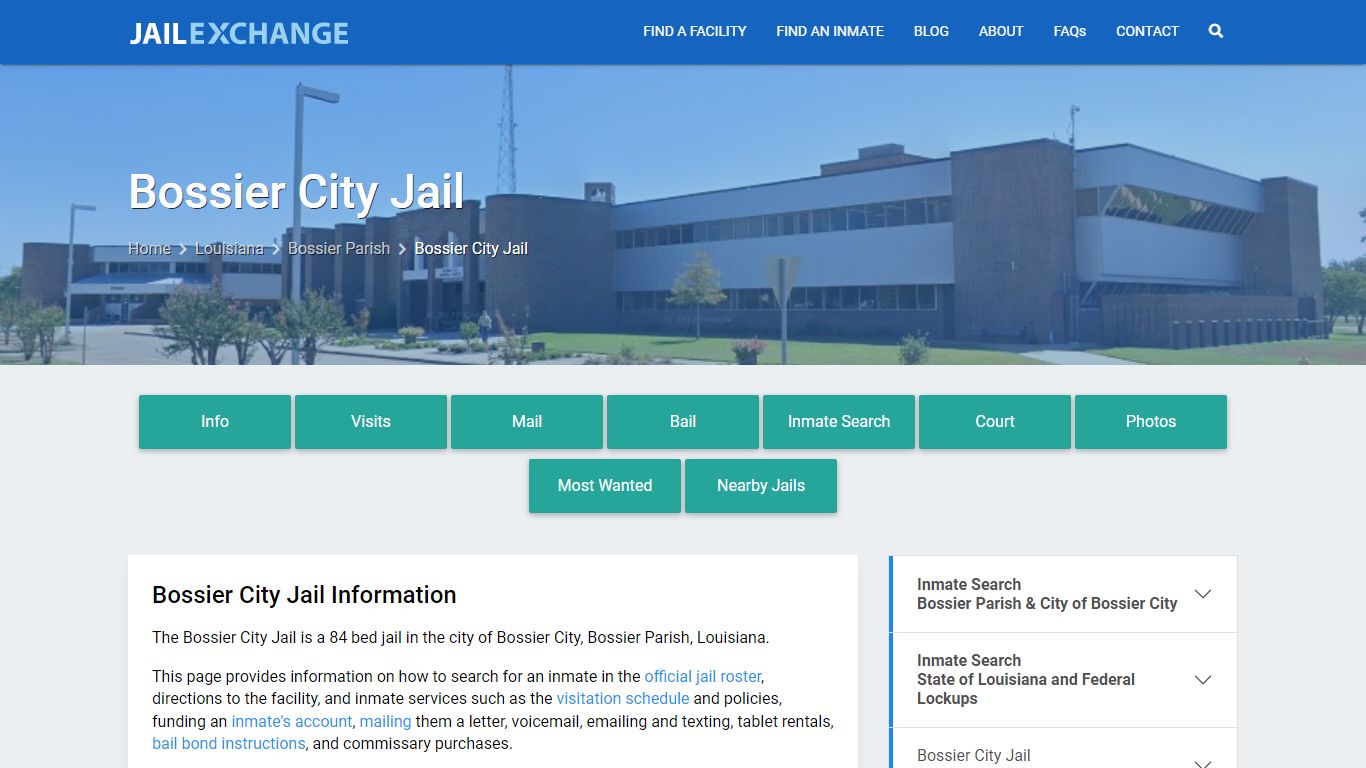 Bossier City Jail, LA Inmate Search, Information